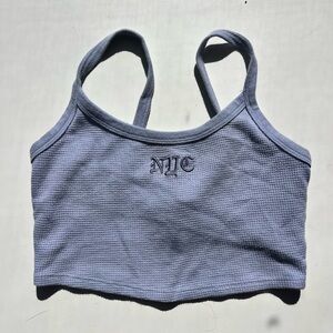 Garage crop top light blue waffle knit
